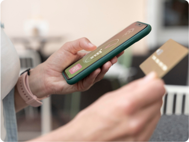 Customer making secure mobile payment for MyArabisc print-on-demand order